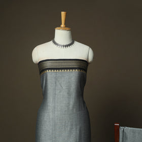 Grey - Dharwad Woven Mercerised Cotton 3pc Unstitched Dress Material Suit Set 16
