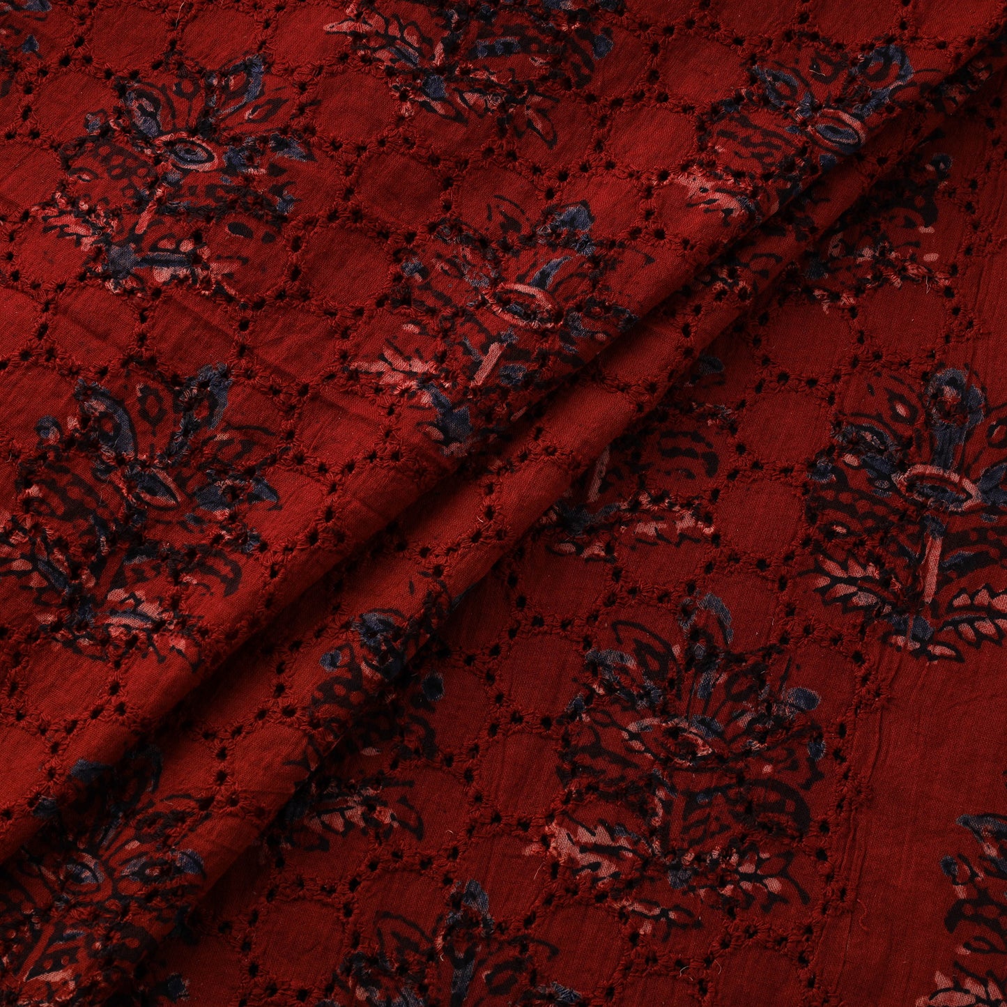 Natural Dyed Ajrakh Hand Block Print Cotton Hakoba Fabric 74