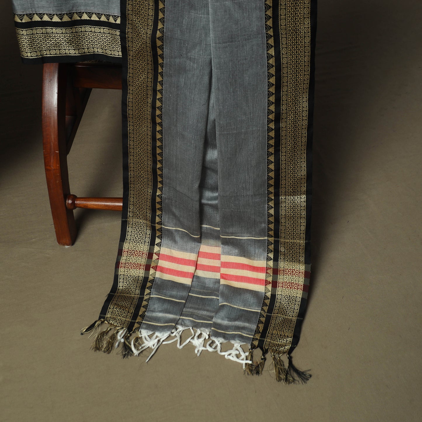 Grey - Dharwad Woven Mercerised Cotton 3pc Unstitched Dress Material Suit Set 16