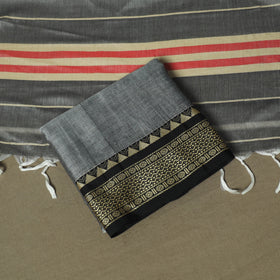 Grey - Dharwad Woven Mercerised Cotton 3pc Unstitched Dress Material Suit Set 16