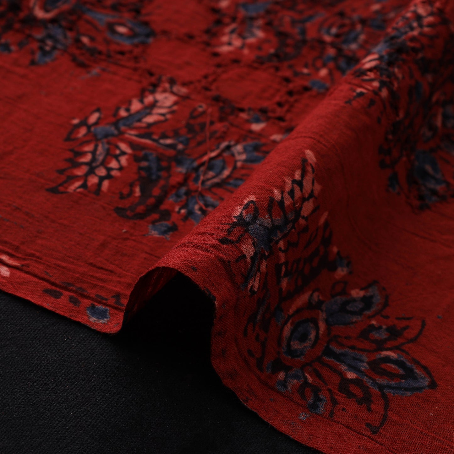 Natural Dyed Ajrakh Hand Block Print Cotton Hakoba Fabric 74