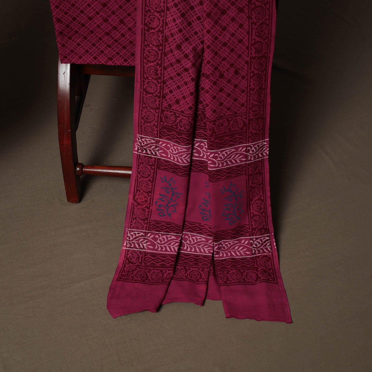 Bagh Hand Block Print Cotton 3pc Unstitched Dress Material Suit Set 34