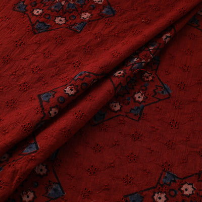 Natural Dyed Ajrakh Hand Block Print Cotton Hakoba Fabric 75