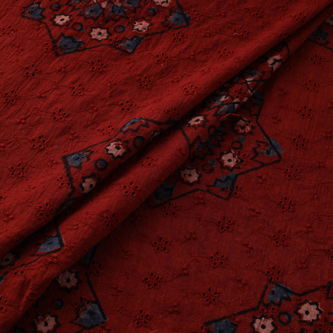 Natural Dyed Ajrakh Hand Block Print Cotton Hakoba Fabric 75