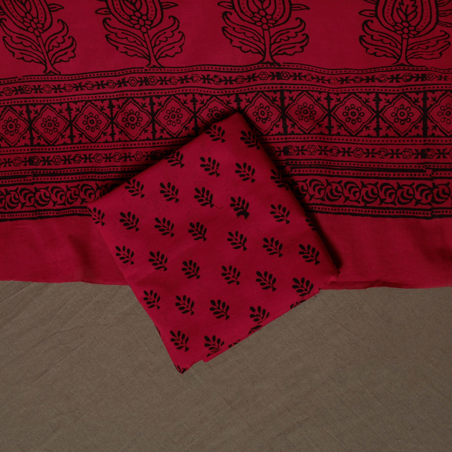 Bagh Hand Block Print Cotton 3pc Unstitched Dress Material Suit Set 35