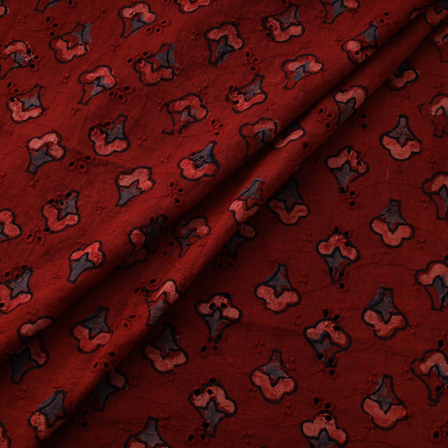 Natural Dyed Ajrakh Hand Block Print Cotton Hakoba Fabric 76