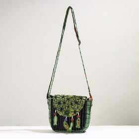 Handmade Gamcha Fabric Kantha Work Canvas Cotton Sling Bag 