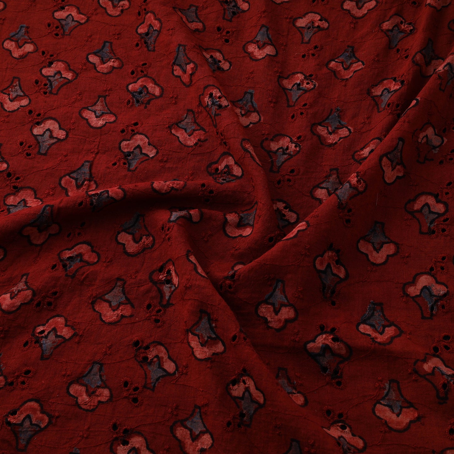 Natural Dyed Ajrakh Hand Block Print Cotton Hakoba Fabric 76