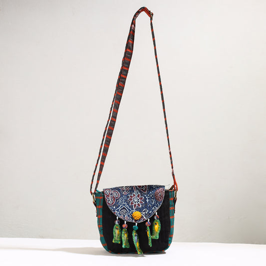 Multicolor - Handmade Gamcha Fabric Kantha Work Canvas Cotton Sling Bag