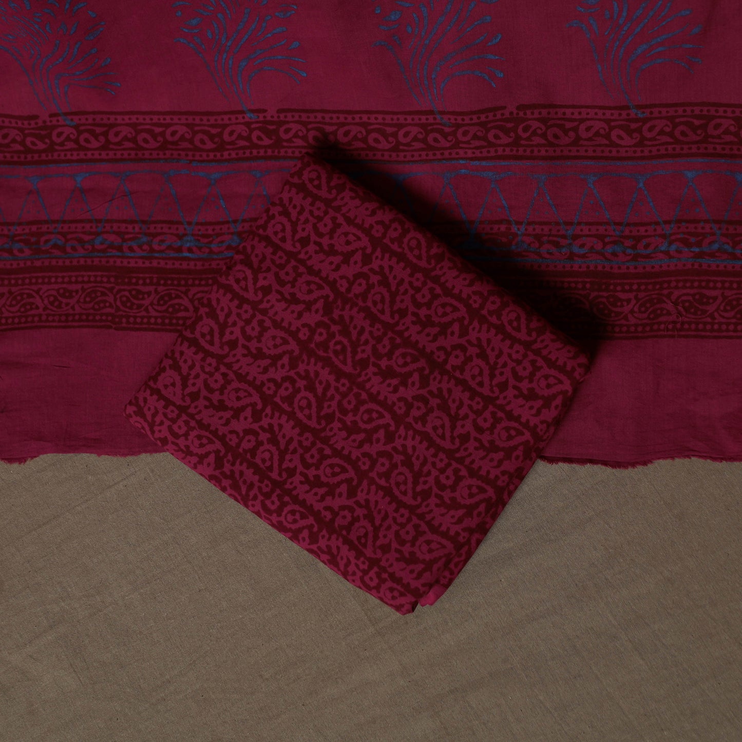 Bagh Hand Block Print Cotton 3pc Unstitched Dress Material Suit Set 36