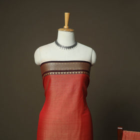 Orange - Dharwad Woven Mercerised Cotton 3pc Unstitched Dress Material Suit Set 19