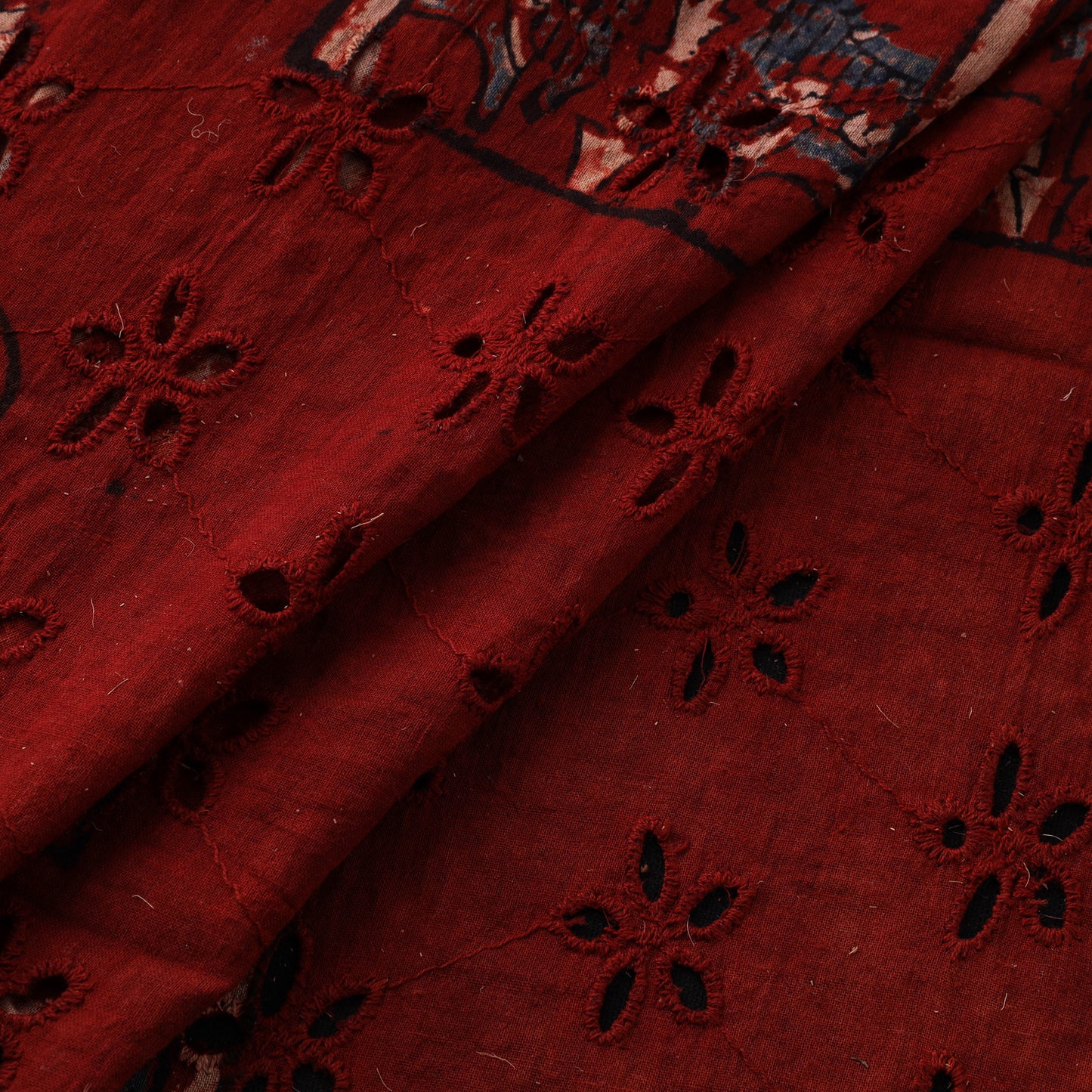 Natural Dyed Ajrakh Hand Block Print Cotton Hakoba Fabric 77