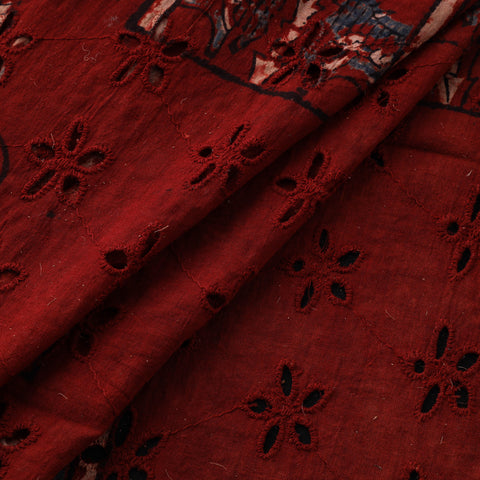 Natural Dyed Ajrakh Hand Block Print Cotton Hakoba Fabric 77