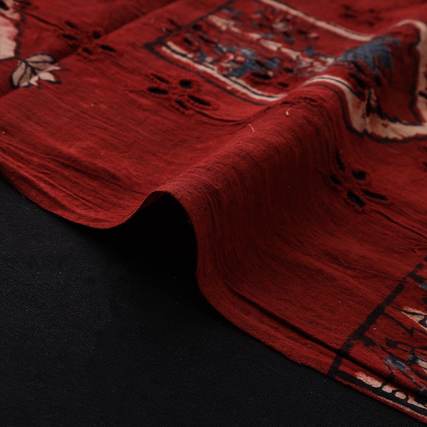 Natural Dyed Ajrakh Hand Block Print Cotton Hakoba Fabric 77