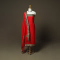 Red - Dharwad Woven Mercerised Cotton 3pc Unstitched Dress Material Suit Set 20