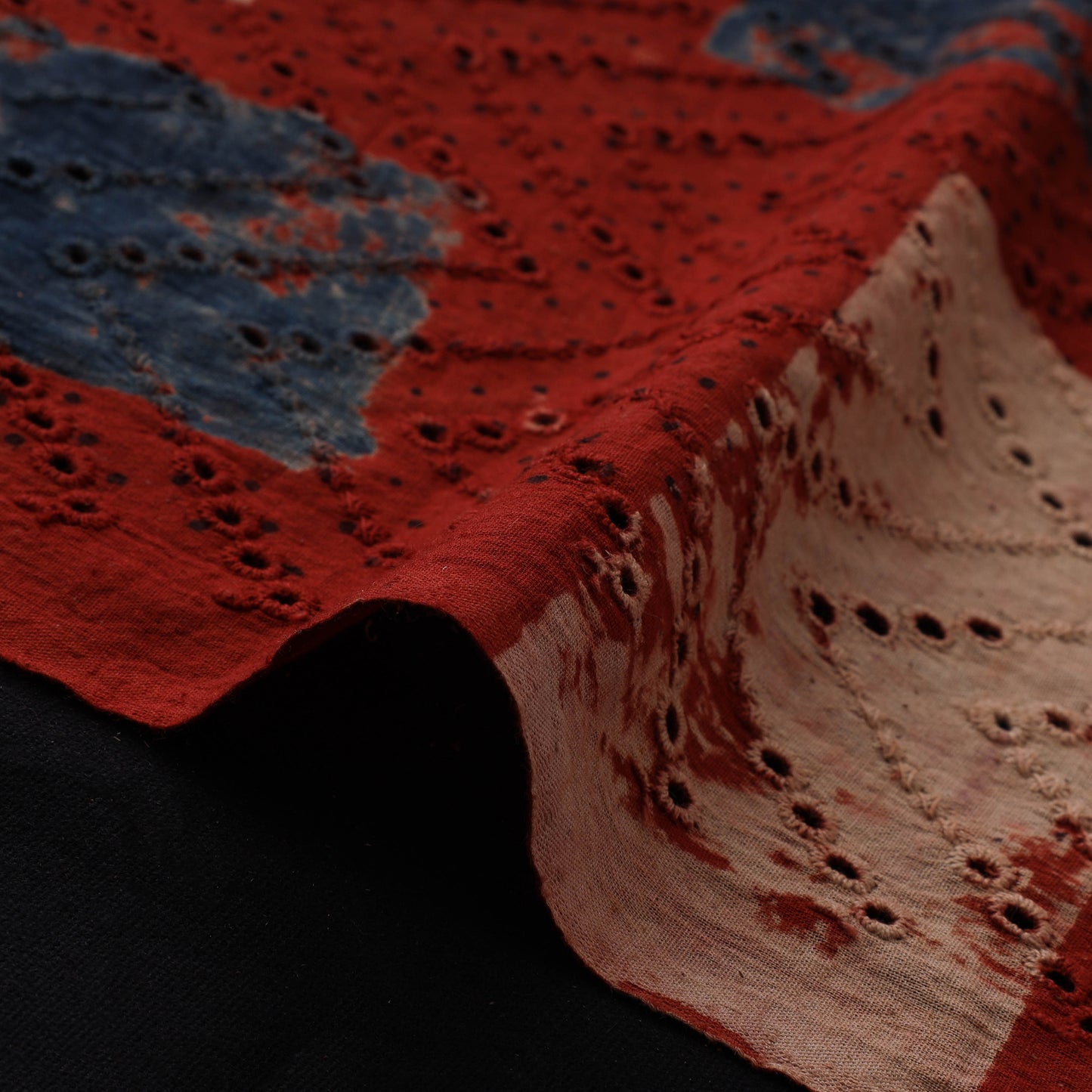 Natural Dyed Ajrakh Hand Block Print Cotton Hakoba Fabric 78
