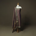 Brown - Dharwad Woven Mercerised Cotton 3pc Unstitched Dress Material Suit Set 21
