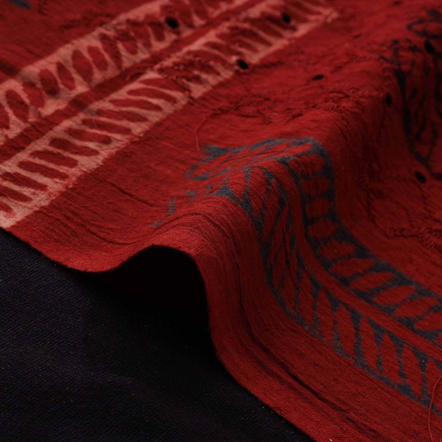 Natural Dyed Ajrakh Hand Block Print Cotton Hakoba Fabric 79