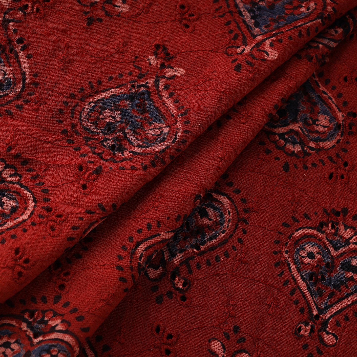 Natural Dyed Ajrakh Hand Block Print Cotton Hakoba Fabric 80