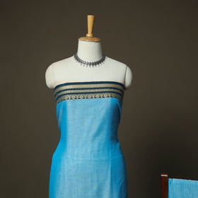 Blue - Dharwad Woven Mercerised Cotton 3pc Unstitched Dress Material Suit Set 22
