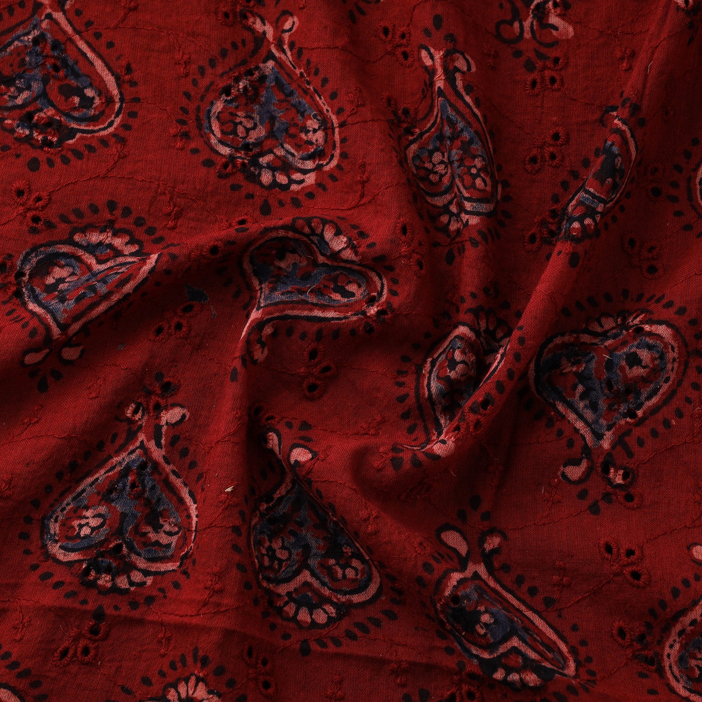 Natural Dyed Ajrakh Hand Block Print Cotton Hakoba Fabric 80