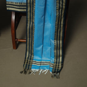 Blue - Dharwad Woven Mercerised Cotton 3pc Unstitched Dress Material Suit Set 22