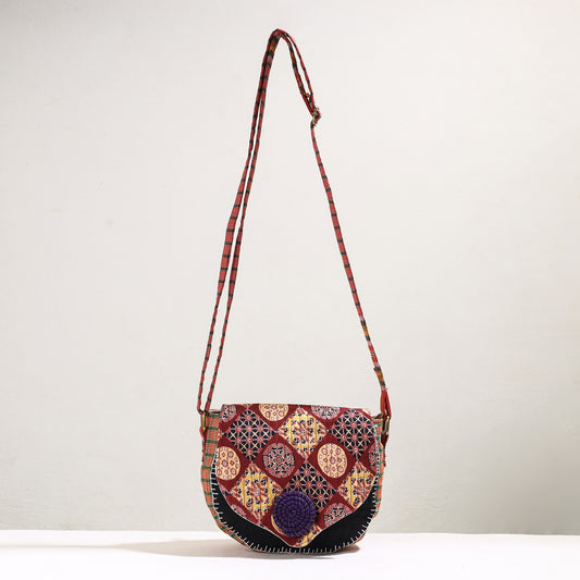 Multicolor - Handmade Gamcha Fabric Embroiderd Canvas Cotton Sling Bag