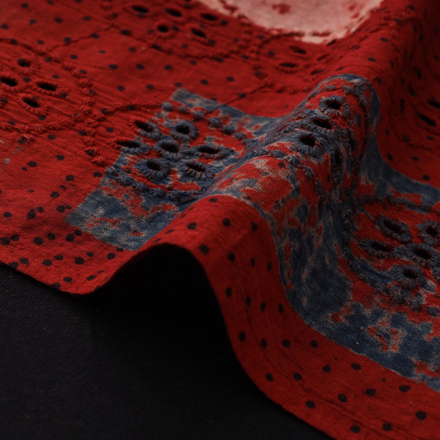 Natural Dyed Ajrakh Hand Block Print Cotton Hakoba Fabric 81