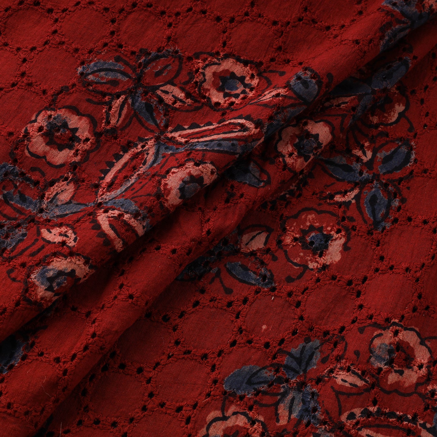 Natural Dyed Ajrakh Hand Block Print Cotton Hakoba Fabric 84