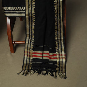 Black - Dharwad Woven Mercerised Cotton 3pc Unstitched Dress Material Suit Set 24