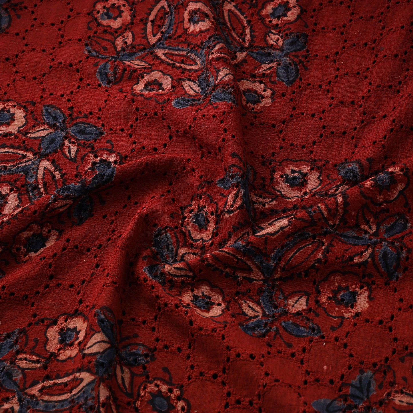Natural Dyed Ajrakh Hand Block Print Cotton Hakoba Fabric 84
