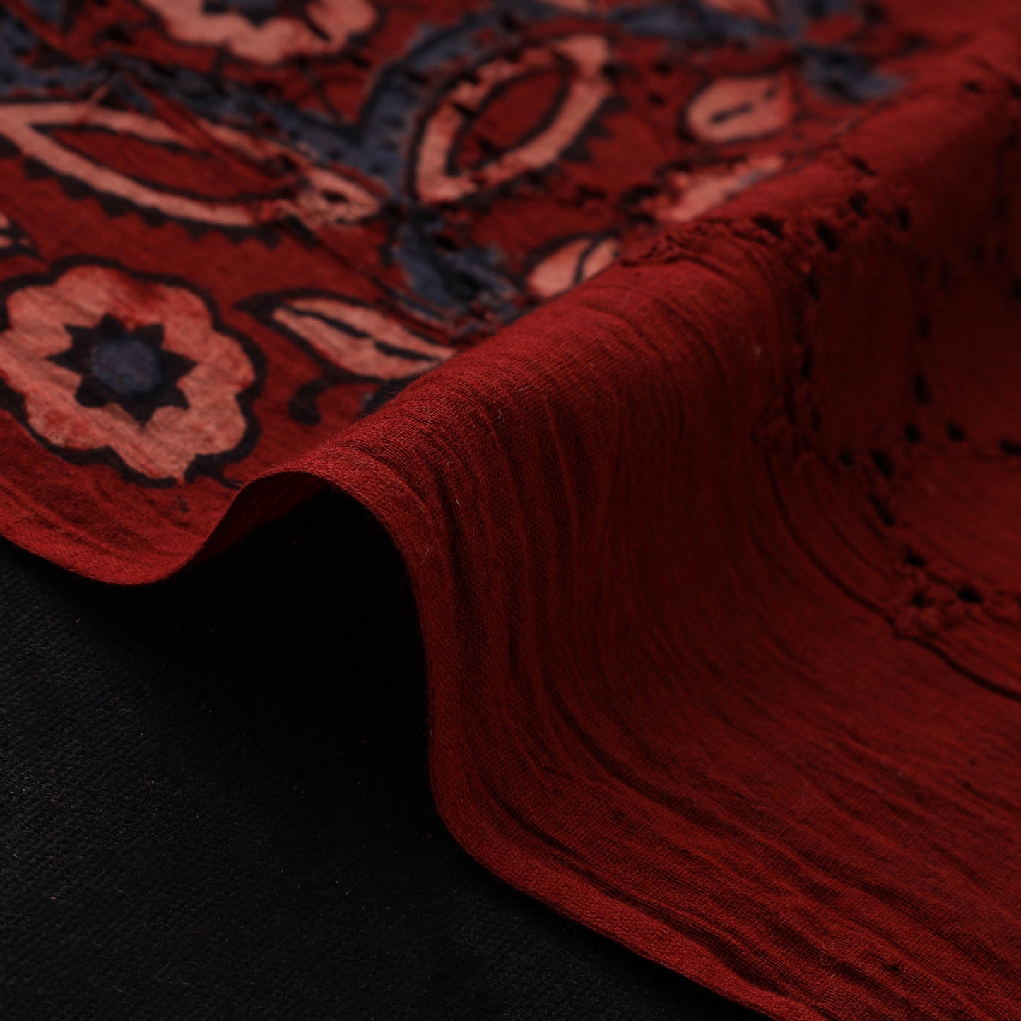 Natural Dyed Ajrakh Hand Block Print Cotton Hakoba Fabric 84