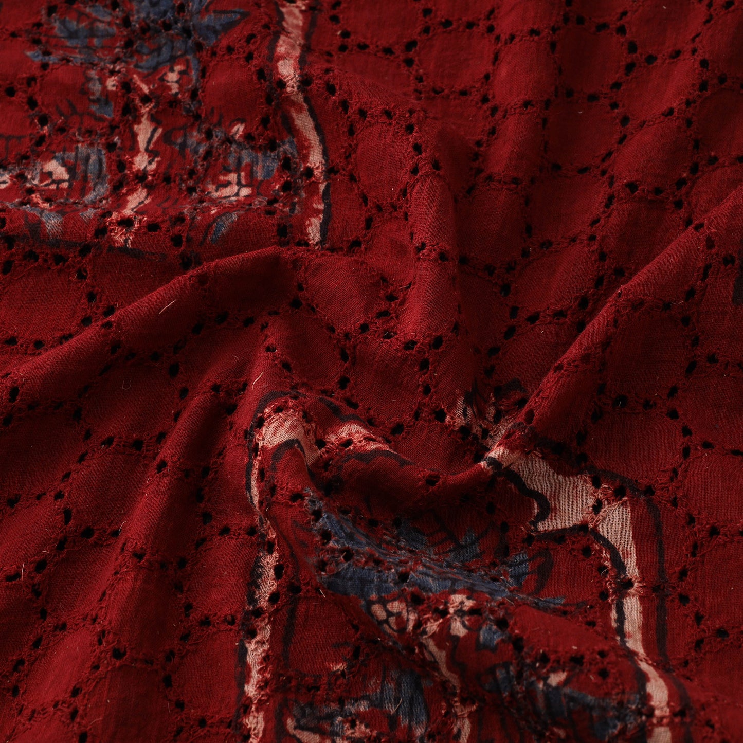 Natural Dyed Ajrakh Hand Block Print Cotton Hakoba Fabric 85