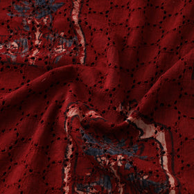 Natural Dyed Ajrakh Hand Block Print Cotton Hakoba Fabric 85