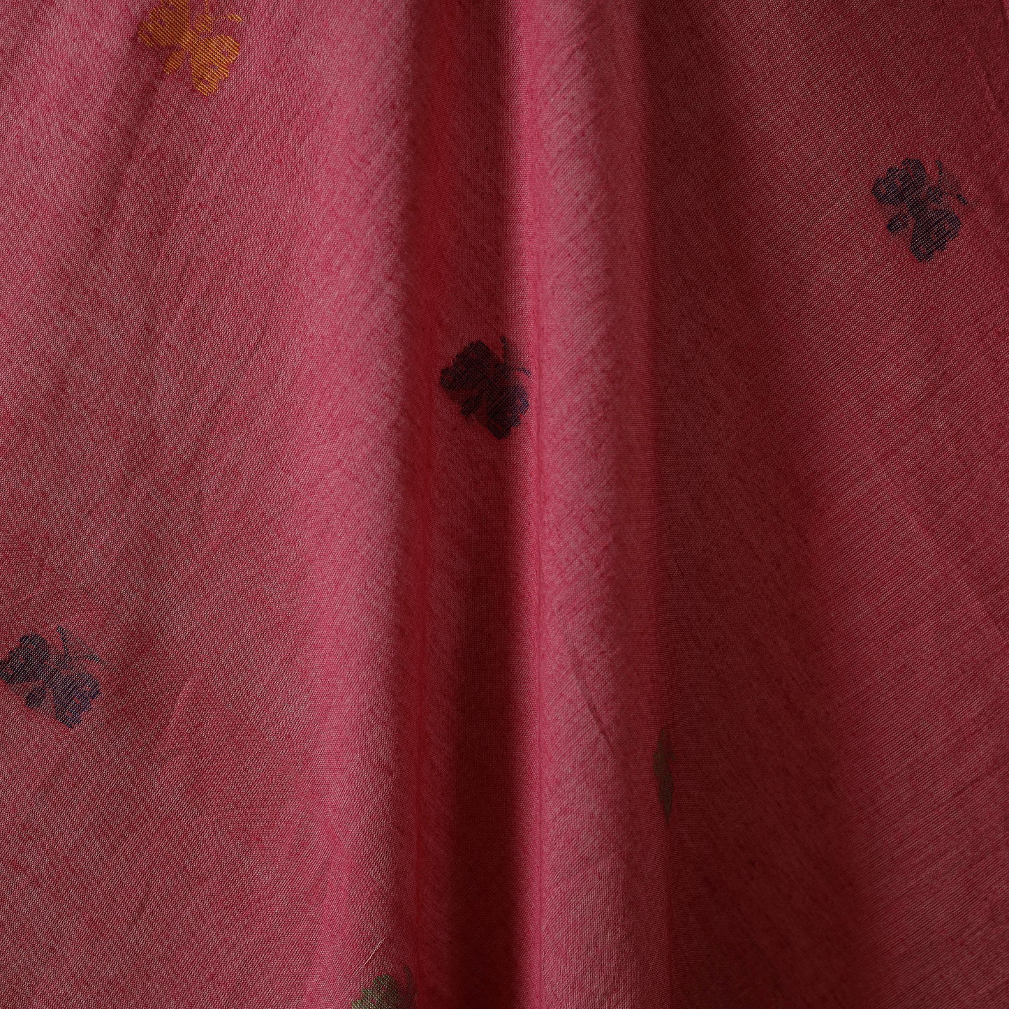 Red - handloom cotton phulia jamdani fabric 18 - handcrafted