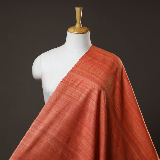 Orange - Authentic Handwoven Tussar Silk Bhagalpuri Fabric 02