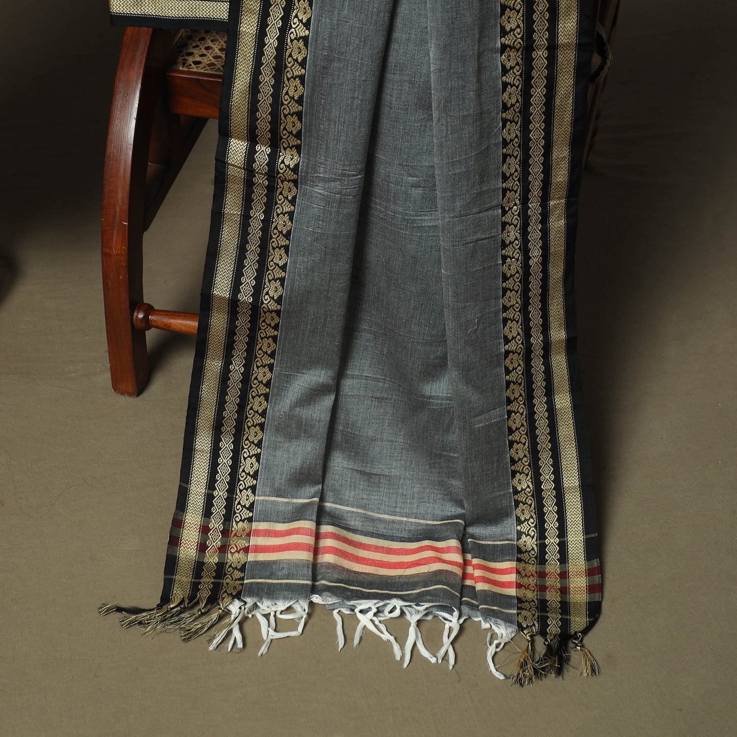 Grey - Dharwad Woven Mercerised Cotton 3pc Unstitched Dress Material Suit Set 26
