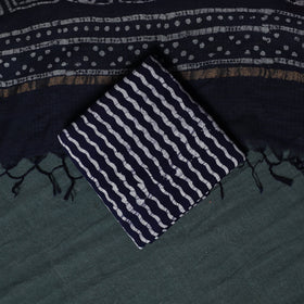 Kutch Hand Block Batik Print Kota Doria Cotton 3pc Unstitched Dress Material Suit Set 05