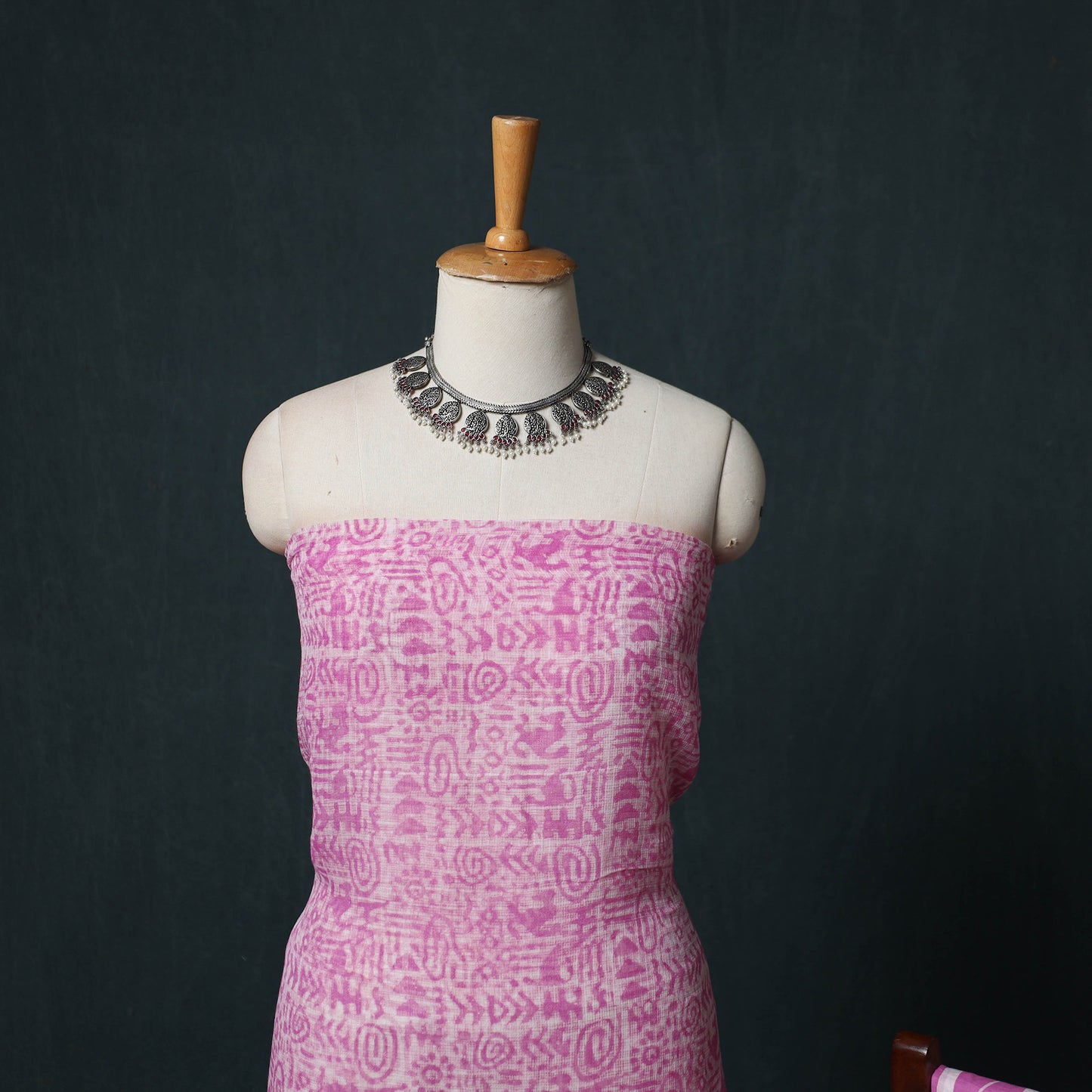 Kutch Hand Block Batik Print Kota Doria Cotton 3pc Unstitched Dress Material Suit Set 06