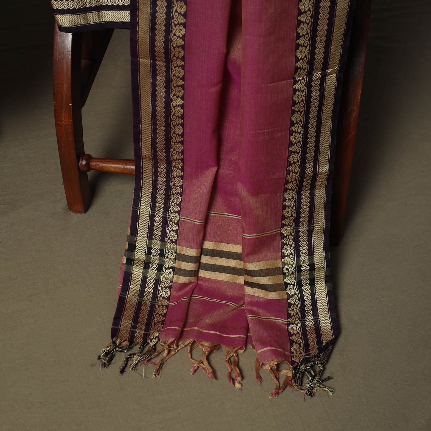 Purple - Dharwad Woven Mercerised Cotton 3pc Unstitched Dress Material Suit Set 27