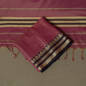 Purple - Dharwad Woven Mercerised Cotton 3pc Unstitched Dress Material Suit Set 27