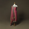 Purple - Dharwad Woven Mercerised Cotton 3pc Unstitched Dress Material Suit Set 27