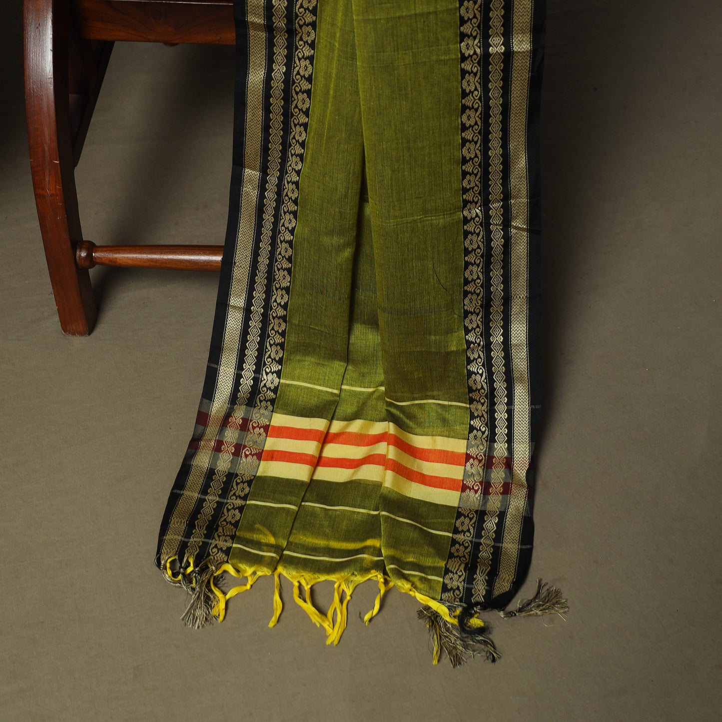 Green - Dharwad Woven Mercerised Cotton 3pc Unstitched Dress Material Suit Set 29