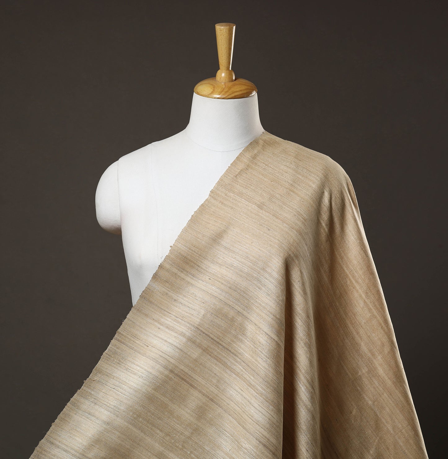 Beige - Authentic Handwoven Tussar Silk Bhagalpuri Fabric 14