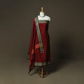 Maroon - Dharwad Woven Mercerised Cotton 3pc Unstitched Dress Material Suit Set 30