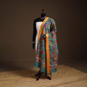 Srikalahasti Pen Work Kalamkari Bangalore Silk Floral Handpainted Dupatta 03