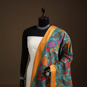 Srikalahasti Pen Work Kalamkari Bangalore Silk Floral Handpainted Dupatta 03