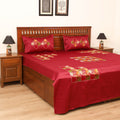 Floral phulkari hand embroidered double bedsheet with 2