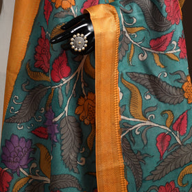 Srikalahasti Pen Work Kalamkari Bangalore Silk Floral Handpainted Dupatta 03