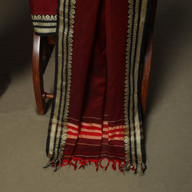 Maroon - Dharwad Woven Mercerised Cotton 3pc Unstitched Dress Material Suit Set 30